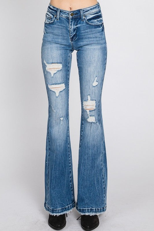 Distressed Boot Cut Flare Jeans