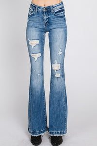 Distressed Boot Cut Flare Jeans