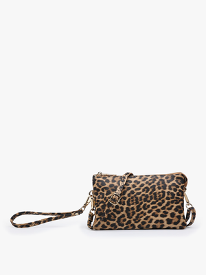 *SALE* M013LP Riley Leopard 3 Compartment Crossbody/Wristlet