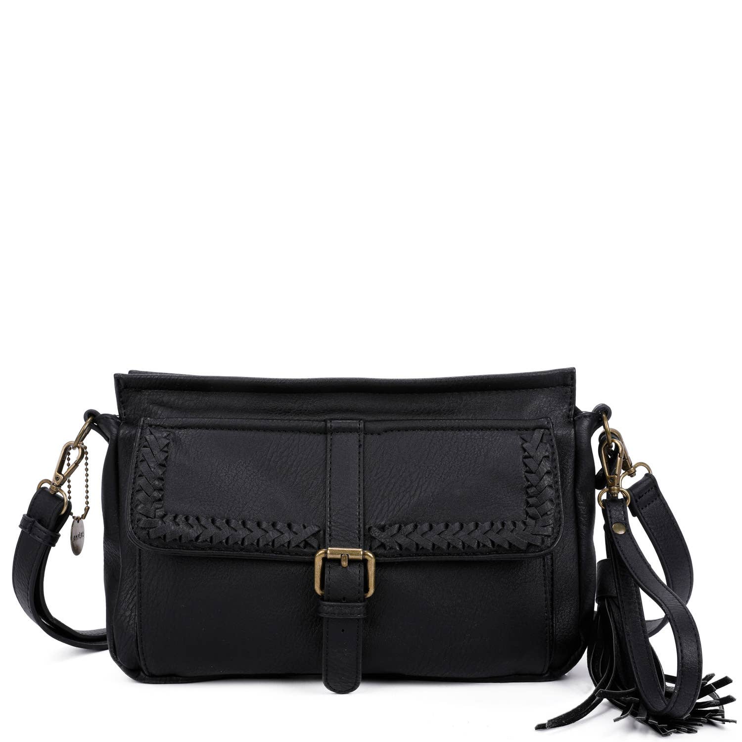Whitney Classic Vegan Leather Woven Messenger Crossbody Bag