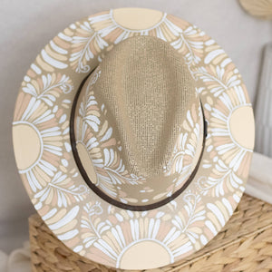 Jimena Hand Painted Mexican/Western Hat - Tan & White
