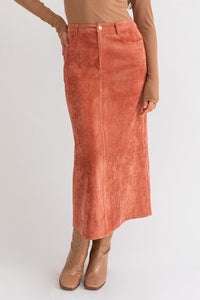 Rust Corduroy Skirt