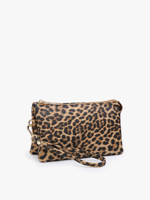 *SALE* M013LP Riley Leopard 3 Compartment Crossbody/Wristlet