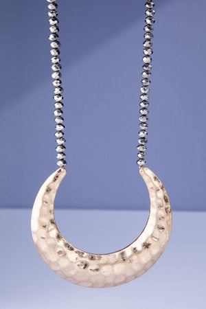 Hammered Half Moon Necklace