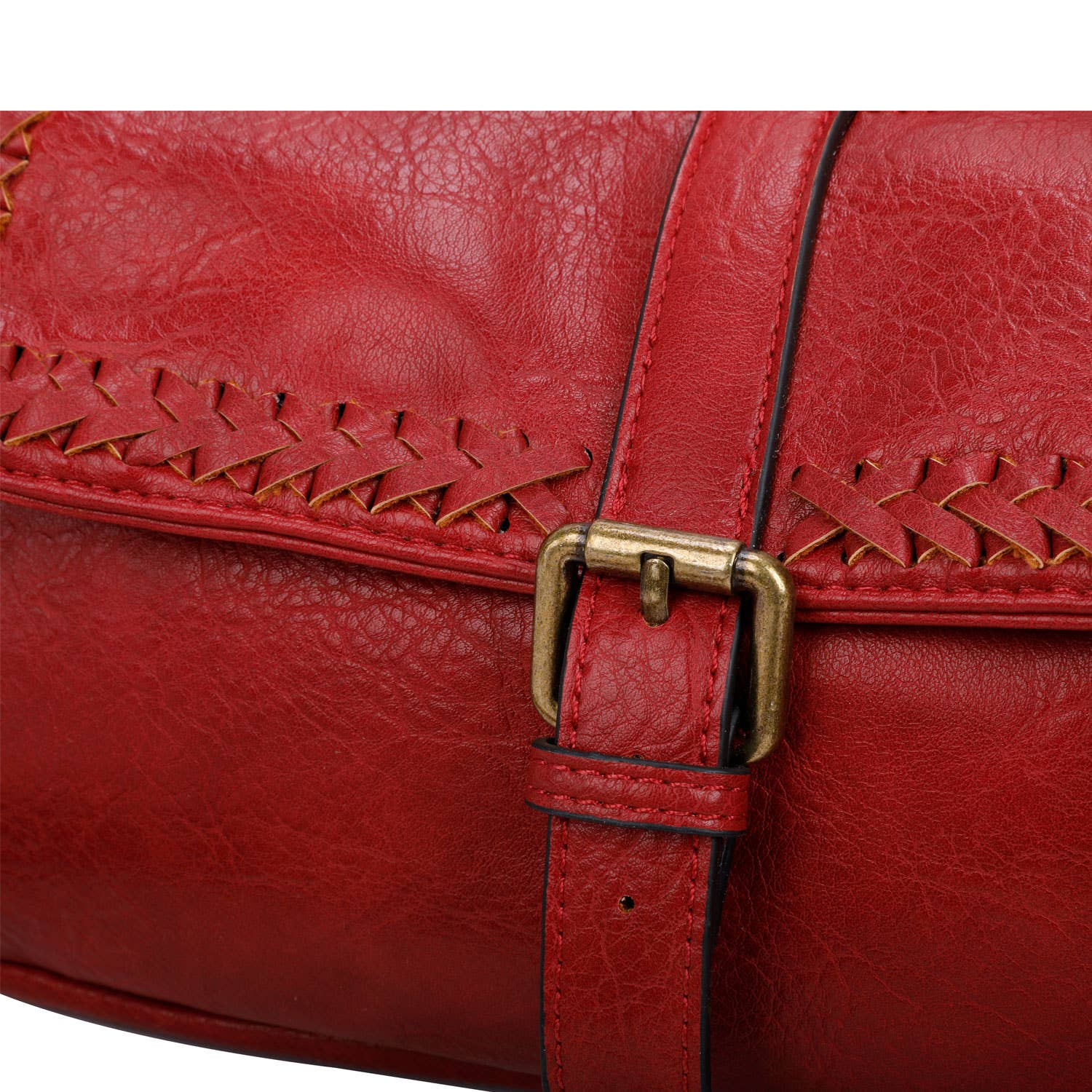 Whitney Classic Vegan Leather Woven Messenger Crossbody Bag