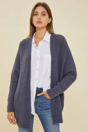 Charcoal Soft Ribbed Cardigan