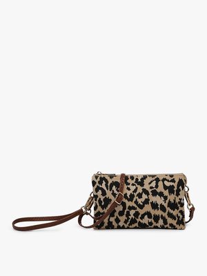 *SALE* M013LP Riley Leopard 3 Compartment Crossbody/Wristlet