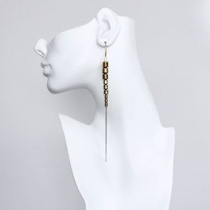 CHRE96 Gold hematite and brass ox chain earrings