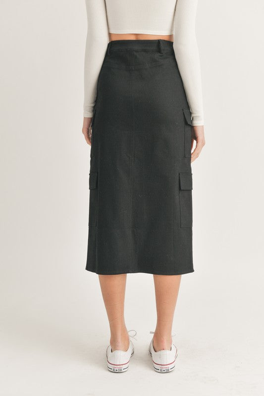 Filled With Joy Black Slit Skirt