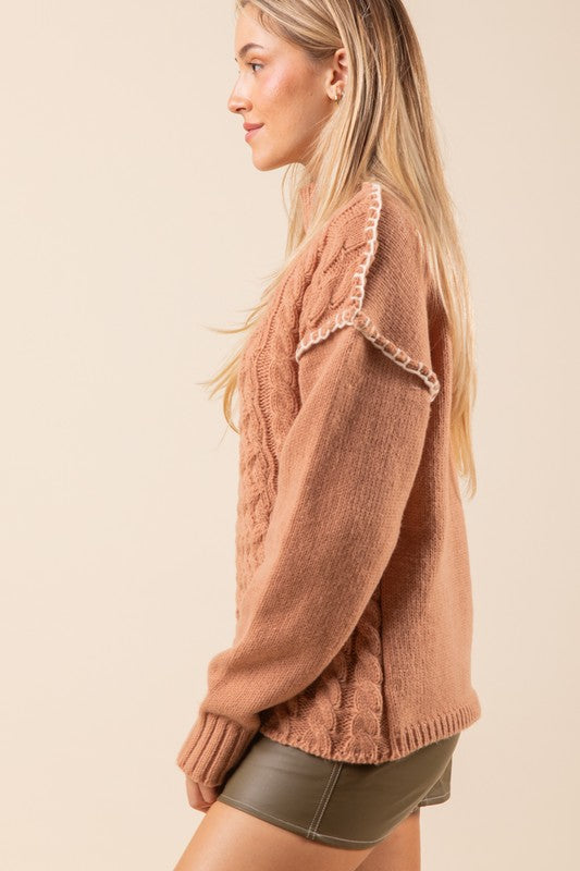 Stitch Detail Cable Knit Sweater