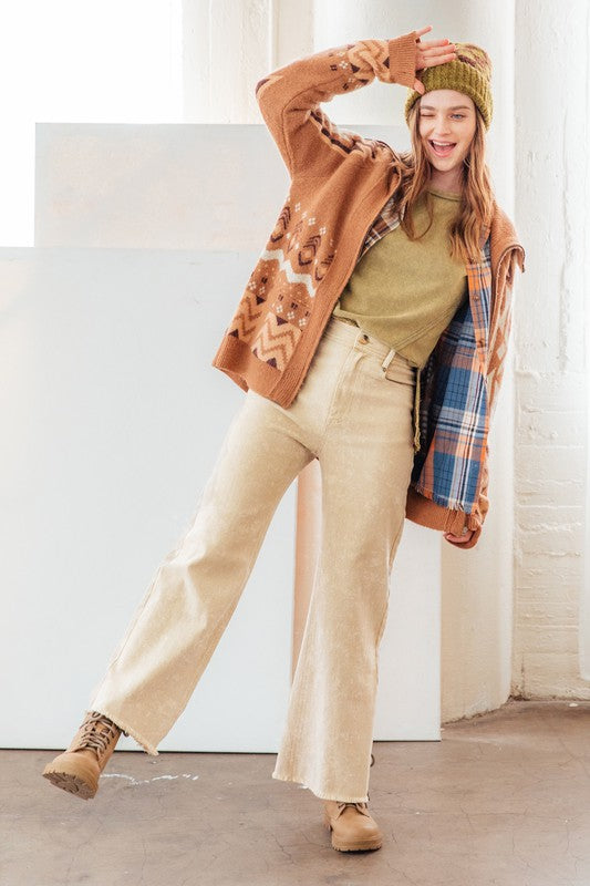 Washed Marine Wide Leg Jean