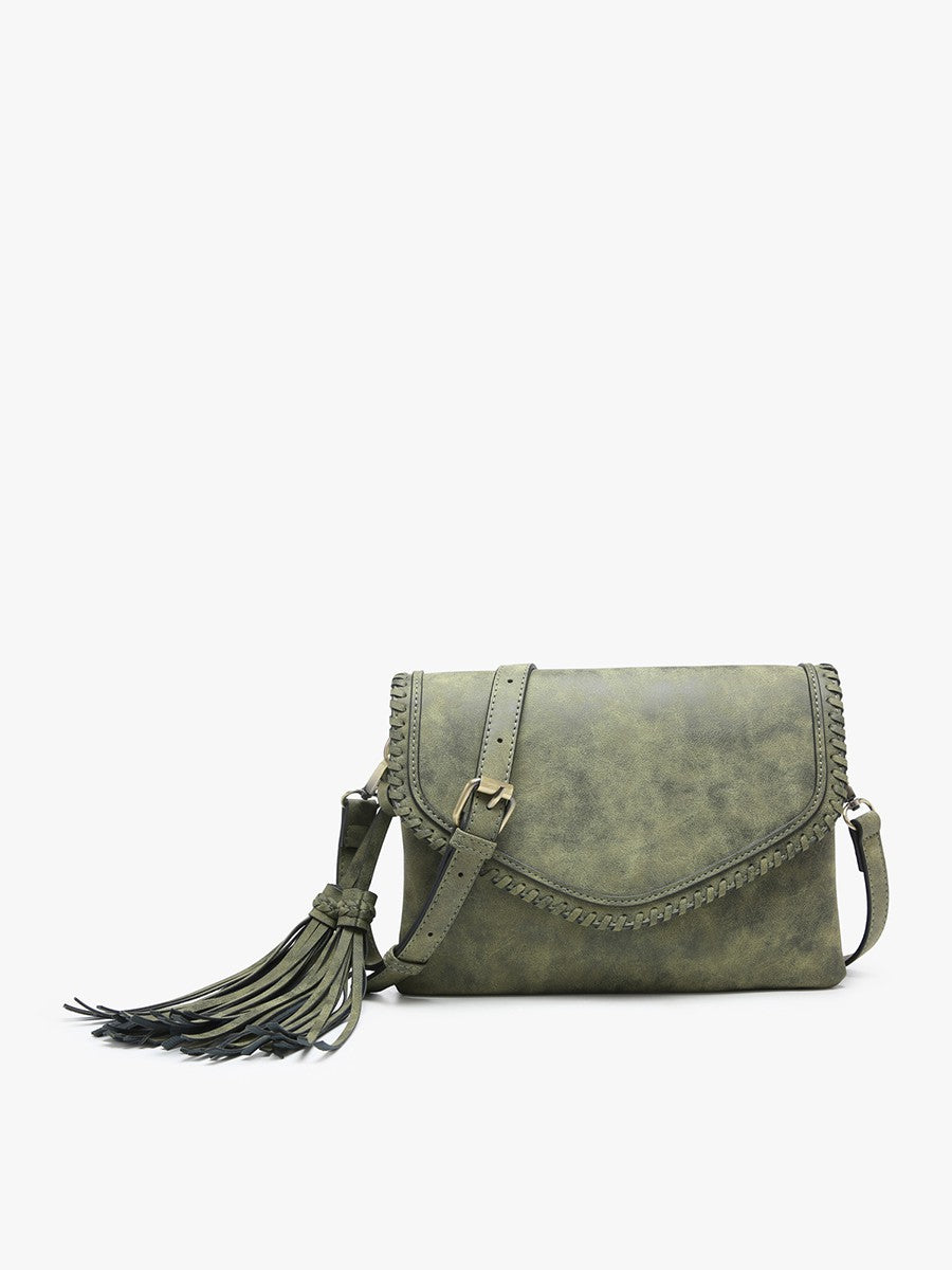 Tasseled Up Fold Over Purse