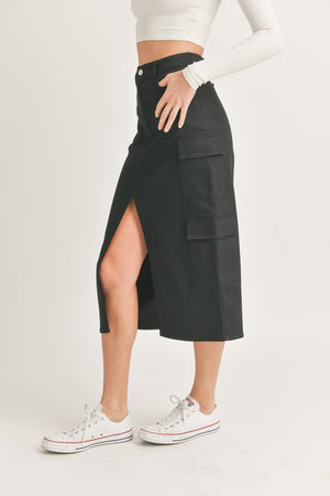 Filled With Joy Black Slit Skirt