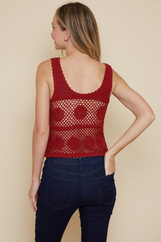 Deep Red Crochet Top