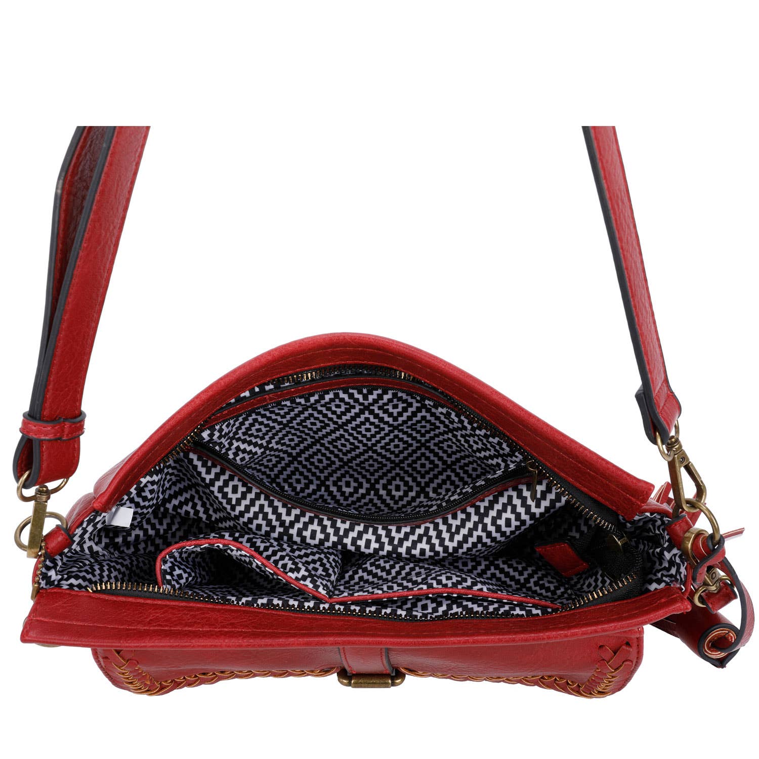 Whitney Classic Vegan Leather Woven Messenger Crossbody Bag