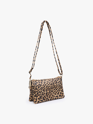 *SALE* M013LP Riley Leopard 3 Compartment Crossbody/Wristlet