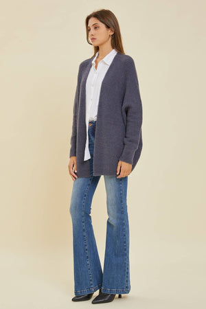 Charcoal Soft Ribbed Cardigan