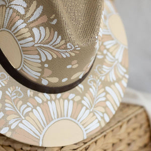 Jimena Hand Painted Mexican/Western Hat - Tan & White