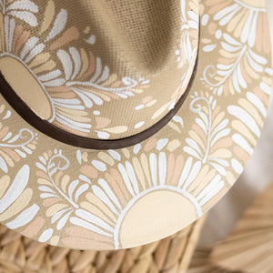 Jimena Hand Painted Mexican/Western Hat - Tan & White