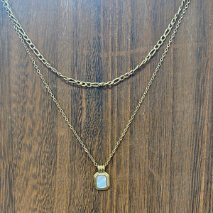 Double Chain White Detail Necklace