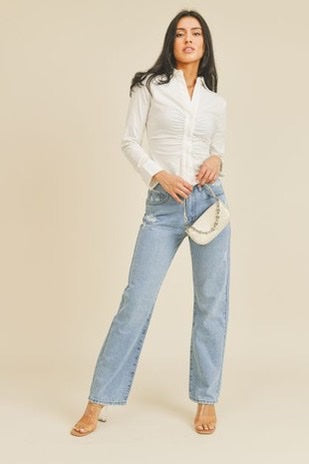 Strait Ahead Distressed Denim Jeans
