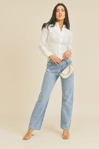 Strait Ahead Distressed Denim Jeans