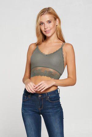 Ribbed lace dual strap bralette
