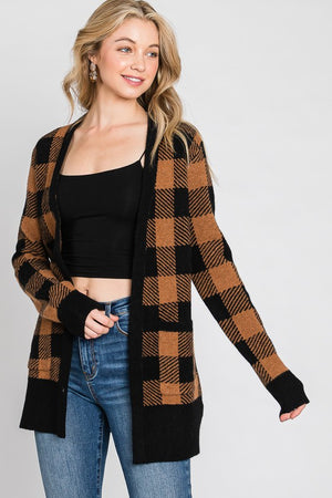 Buffalo Camel Plaid Cardigan