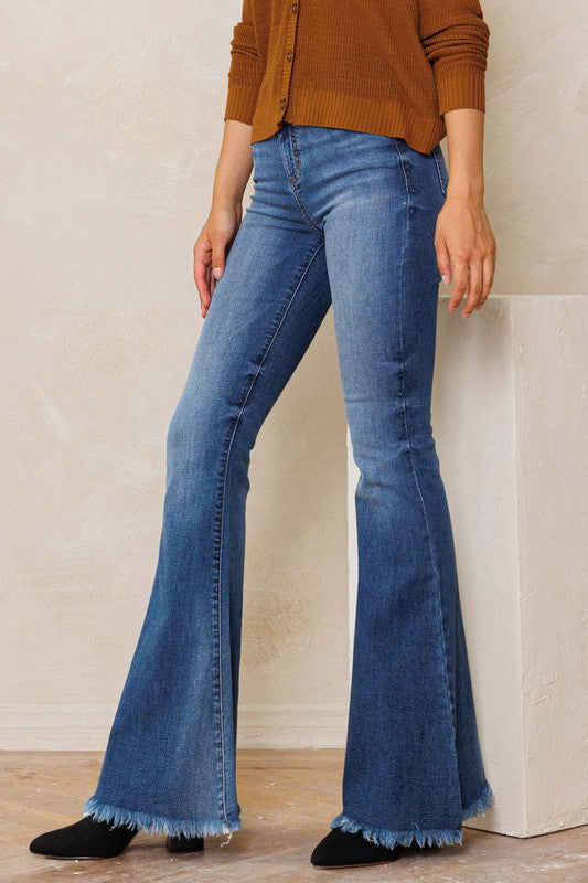 Frayed Bottom High Rise Bell Bottoms
