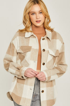 Khaki Checkered Shacket