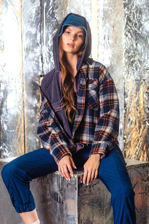 Navy Cozy breeze plaid button down