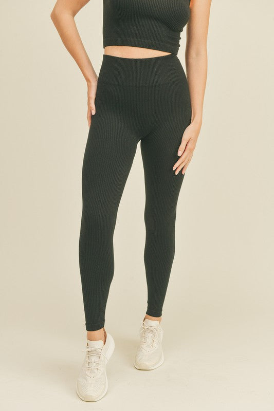 High Rise Premium Seamless Ribbed Leggings