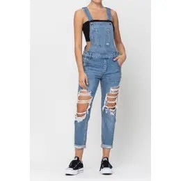 Team Player Distressed Overalls