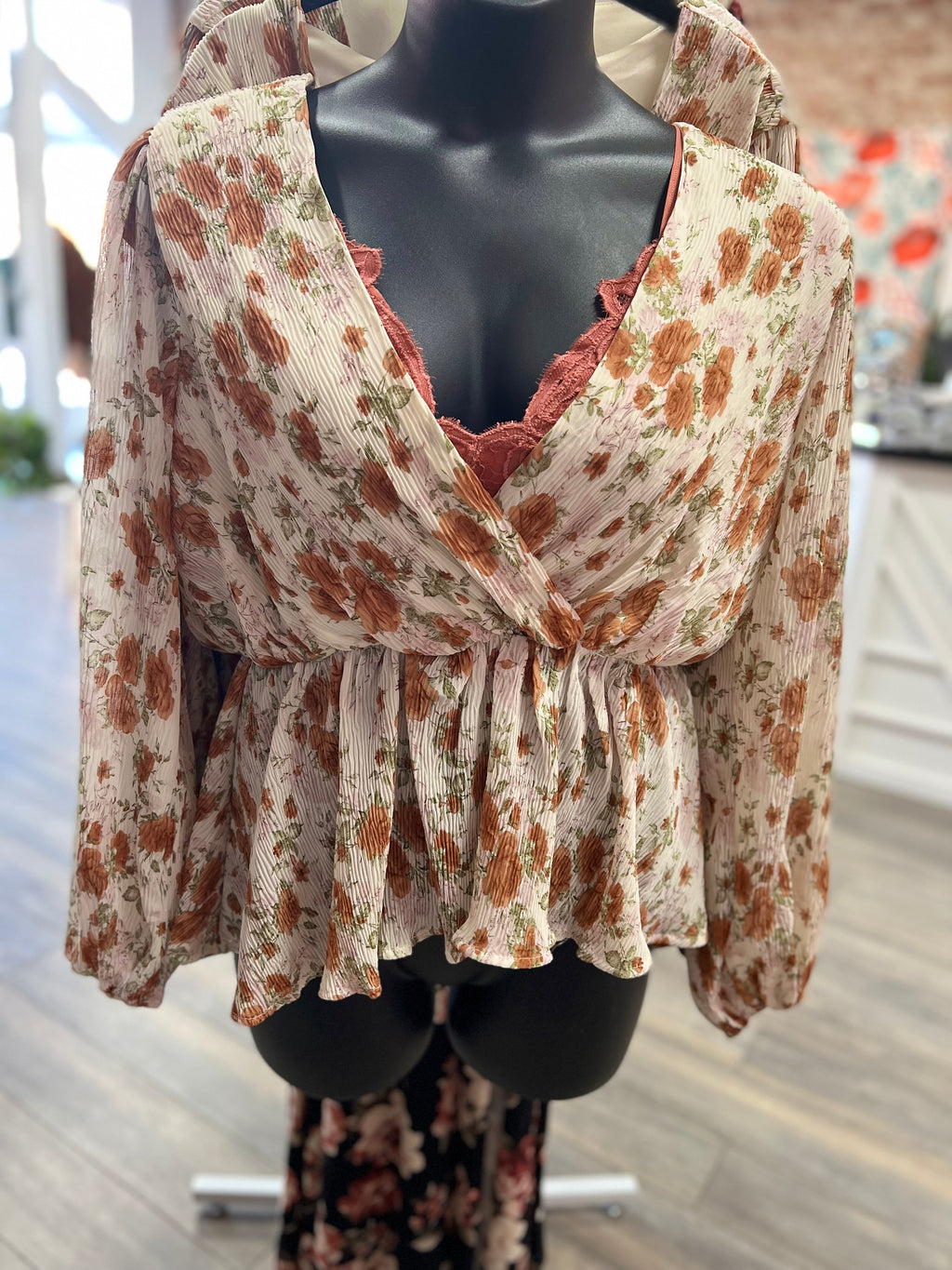 Drizzled In Floral Plus Size Top