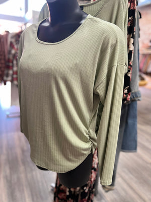 Sage Basic Scrunch Top