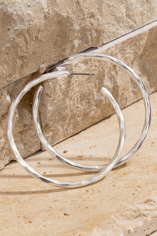 Matte Silver Hoops