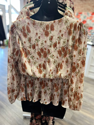 Drizzled In Floral Plus Size Top