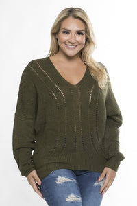 In Route Olive Plus Size Sweater